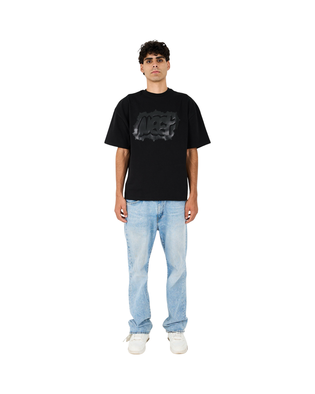 ICONIC BLACK TEE ( LEATHER PRINT)